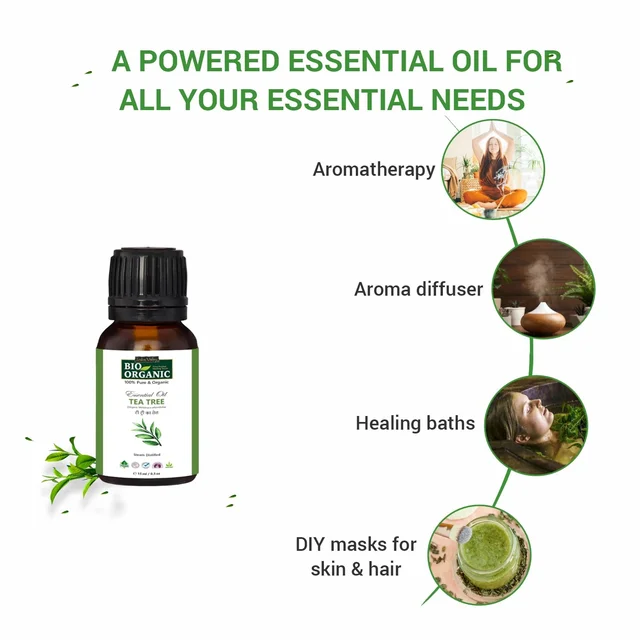 Indus Valley 100% Pure & Organic Tea Tree Essential Oil 15ml | Natural Tea Tree Oil for Skin, Hair & Scalp Care | Aromatherapy, Massage & Everyday Beauty Routine