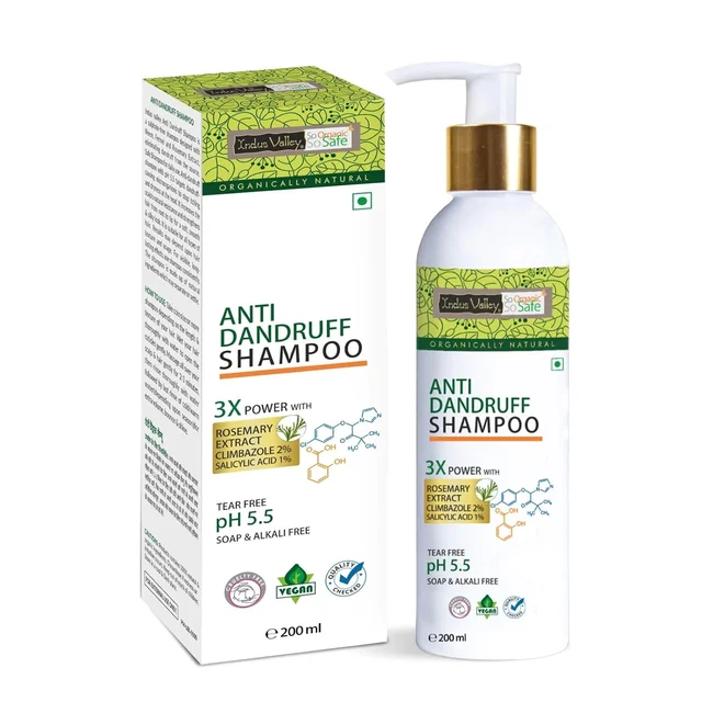 Indus Valley Anti-Dandruff Shampoo 200ml with Rosemary Oil | Helps Control Flakes & Soothe Itchy Scalp | Supports Hair Fall Defense, Scalp Care & Healthy-Looking Hair