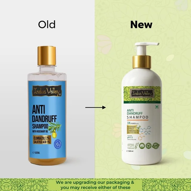Indus Valley Anti-Dandruff Shampoo 500ml with Rosemary Oil | Helps Control Flakes & Soothe Itchy Scalp | Supports Hair Fall Defense, Scalp Care & Healthy-Looking Hair