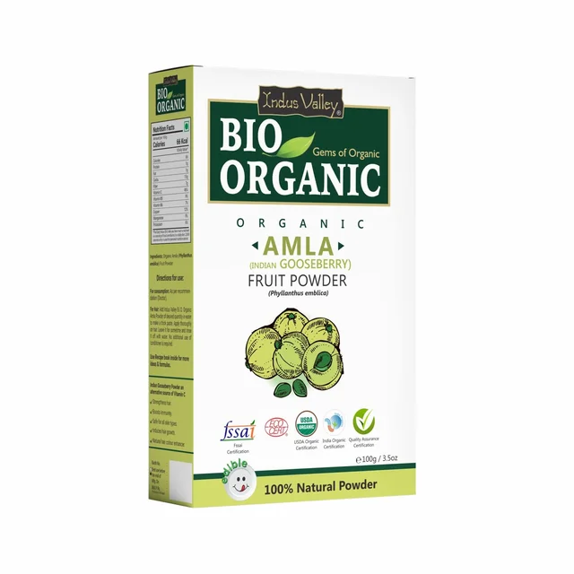 Indus Valley Bio Organic 100% Natural Amla Powder 100g | Indian Gooseberry Fruit Powder Rich in Antioxidants | For Hair Care, Skin Care, Drinking & Eating