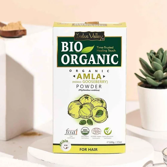 Indus Valley Bio Organic 100% Natural Amla Powder 100g | Indian Gooseberry Fruit Powder Rich in Antioxidants | For Hair Care, Skin Care, Drinking & Eating