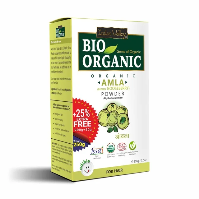 Indus Valley Bio Organic 100% Natural Amla Powder 250g | Indian Gooseberry Fruit Powder Rich in Antioxidants | For Hair Care, Skin Care, Drinking & Eating