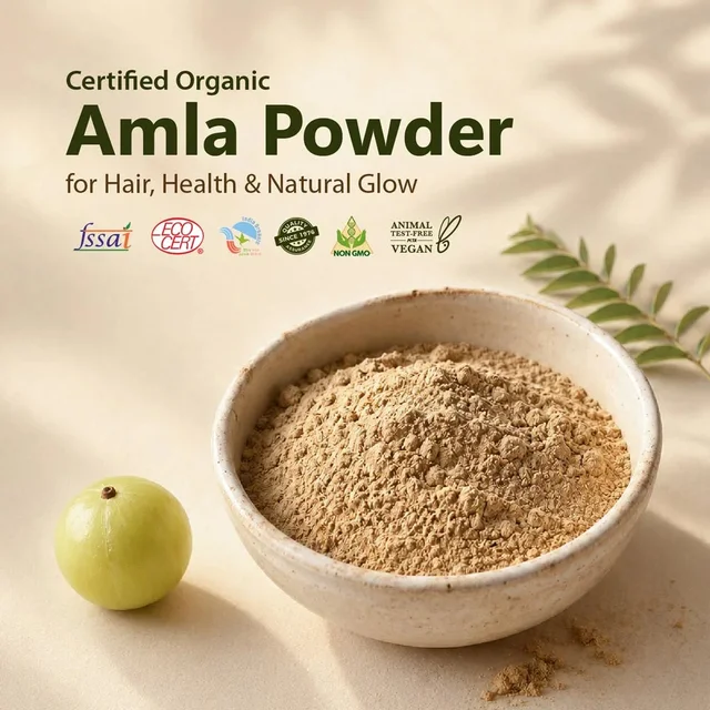 Indus Valley Bio Organic 100% Natural Amla Powder 250g | Indian Gooseberry Fruit Powder Rich in Antioxidants | For Hair Care, Skin Care, Drinking & Eating