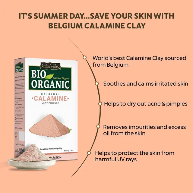 Indus Valley Bio Organic 100% Natural Calamine Clay Powder 250g | Healing Clay for Face & Skin Care | Natural Clay Mask for Oil Control & Skin Cleansing