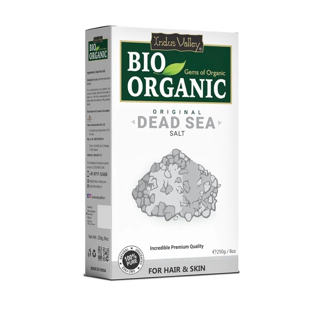 Indus Valley Bio Organic 100% Natural Dead Sea Salt 250g | Skin Detox & Exfoliation Care | Helps Hydrate Skin, Refresh Scalp & Support Healthy-Looking Hair