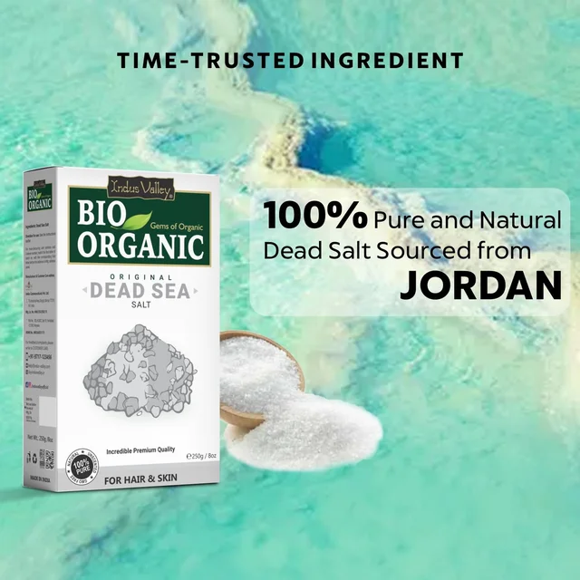 Indus Valley Bio Organic 100% Natural Dead Sea Salt 250g | Skin Detox & Exfoliation Care | Helps Hydrate Skin, Refresh Scalp & Support Healthy-Looking Hair