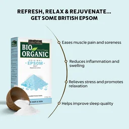 Indus Valley Bio Organic 100% Natural Epsom Bath Salt 250g Crystal & Bath | Magnesium Sulfate for Relaxing Bath, Foot Soaks, Muscle Care & Plant Care