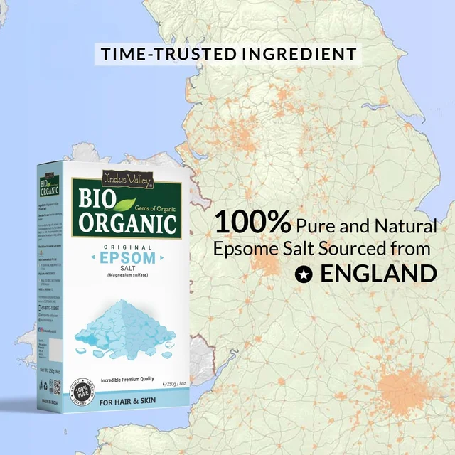 Indus Valley Bio Organic 100% Natural Epsom Bath Salt 250g Crystal & Bath | Magnesium Sulfate for Relaxing Bath, Foot Soaks, Muscle Care & Plant Care