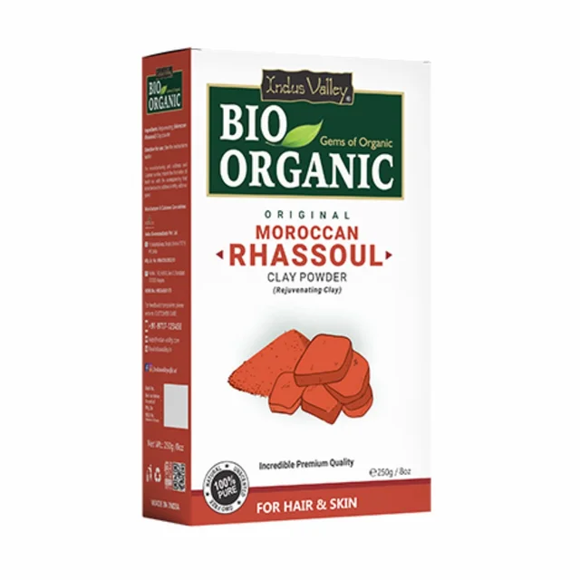 Indus Valley Bio Organic 100% Natural Moroccan Rhassoul Clay 250g | Face & Hair Mask Powder for Pores, Blemishes, Blackheads, Oil Control & Skin Care