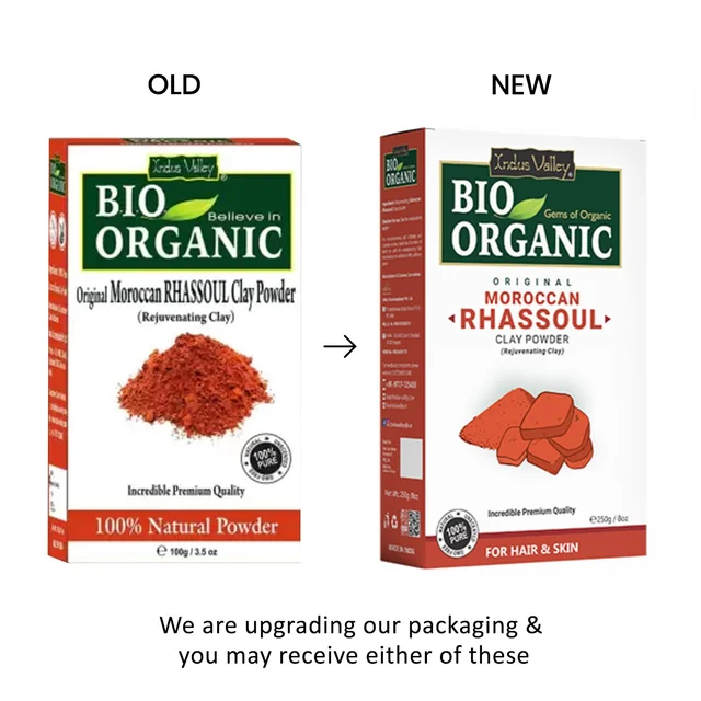 Indus Valley Bio Organic 100% Natural Moroccan Rhassoul Clay 250g | Face & Hair Mask Powder for Pores, Blemishes, Blackheads, Oil Control & Skin Care