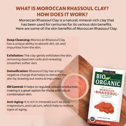 Indus Valley Bio Organic 100% Natural Moroccan Rhassoul Clay 250g | Face & Hair Mask Powder for Pores, Blemishes, Blackheads, Oil Control & Skin Care