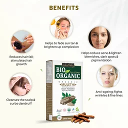 Indus Valley Bio Organic 100% Natural Pure Mulethi Powder 100g | Yashtimadhu Licorice Root Powder | Herbal Powder for Skin Care, Face Pack & Hair Care