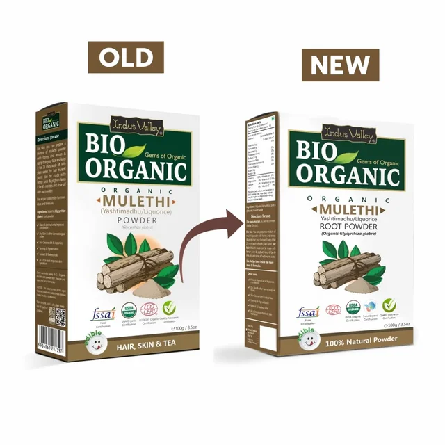 Indus Valley Bio Organic 100% Natural Pure Mulethi Powder 100g | Yashtimadhu Licorice Root Powder | Herbal Powder for Skin Care, Face Pack & Hair Care