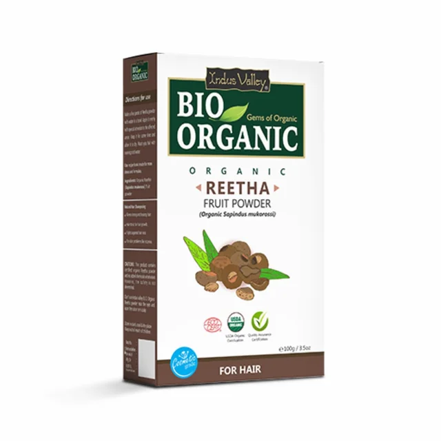 Indus Valley Bio Organic 100% Organic Reetha Powder 100g | Sapindus Mukorossi Natural Herbal Hair Cleanser | Chemical-Free Reetha for Hair & Scalp Care | Healthy-Looking Hair