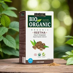 Indus Valley Bio Organic 100% Organic Reetha Powder 250g | Sapindus Mukorossi Natural Herbal Hair Cleanser | Chemical-Free Reetha for Hair & Scalp Care | Healthy-Looking Hair