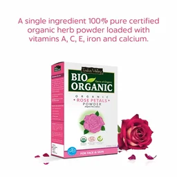 Indus Valley Bio Organic 100% Pure & Organic Rose Petals Powder 100g | Rosa Indica Natural Rose Powder for Skin Care, Face Pack, Skin Glow, Tan Care & DIY Beauty