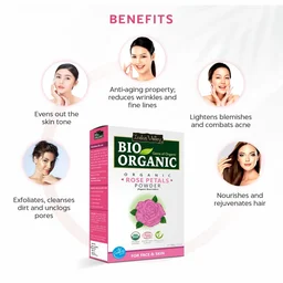 Indus Valley Bio Organic 100% Pure & Organic Rose Petals Powder 100g | Rosa Indica Natural Rose Powder for Skin Care, Face Pack, Skin Glow, Tan Care & DIY Beauty
