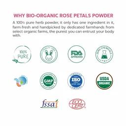 Indus Valley Bio Organic 100% Pure & Organic Rose Petals Powder 100g | Rosa Indica Natural Rose Powder for Skin Care, Face Pack, Skin Glow, Tan Care & DIY Beauty