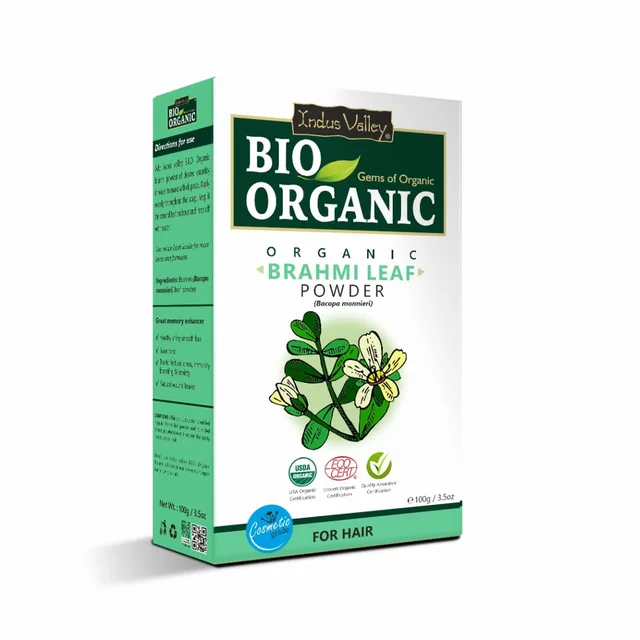 Indus Valley Bio Organic Brahmi Leaf Powder 100g | Pure Bacopa Monnieri Ayurvedic Herb | Natural Herbal Powder for Memory, Focus, Brain Wellness & Hair Care