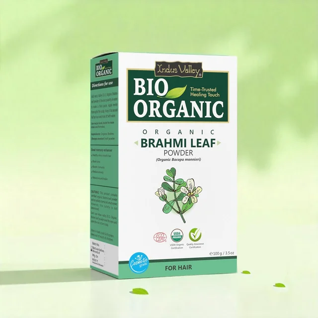 Indus Valley Bio Organic Brahmi Leaf Powder 100g | Pure Bacopa Monnieri Ayurvedic Herb | Natural Herbal Powder for Memory, Focus, Brain Wellness & Hair Care