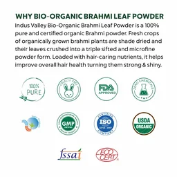 Indus Valley Bio Organic Brahmi Leaf Powder 100g | Pure Bacopa Monnieri Ayurvedic Herb | Natural Herbal Powder for Memory, Focus, Brain Wellness & Hair Care