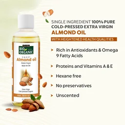 Indus Valley Bio Organic Cold Pressed Almond Oil 100ml | Pure Roghan Badam Oil for Soft & Shiny Hair, Glowing Skin, Hair Damage Care & Baby Massage | Natural Hair & Skin Oil
