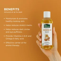 Indus Valley Bio Organic Cold Pressed Almond Oil 200ml | Pure Roghan Badam Oil for Soft & Shiny Hair, Glowing Skin, Hair Damage Care & Baby Massage | Natural Hair & Skin Oil