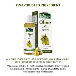 Indus Valley Bio Organic Extra Virgin Olive Oil 100ml | 100% Cold Pressed & Pure | Edible Cooking Oil | Baby Massage, Skin & Hair Care | Natural & Chemical-Free