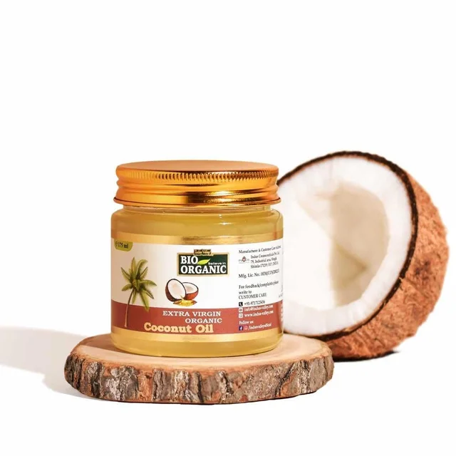 Indus Valley Bio Organic Extra Virgin Pure Coconut Oil 175ml | Natural Hair & Skin Care Oil | Helps Nourish Hair, Reduce Dandruff & Hairfall | Sulphate & Paraben Free