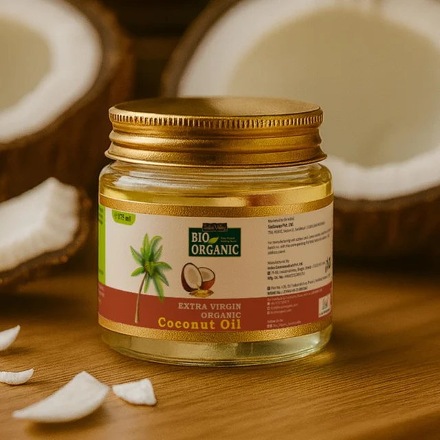 Indus Valley Bio Organic Extra Virgin Pure Coconut Oil 175ml | Natural Hair & Skin Care Oil | Helps Nourish Hair, Reduce Dandruff & Hairfall | Sulphate & Paraben Free