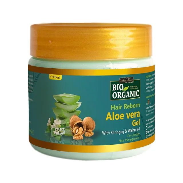 Indus Valley Bio Organic Hair Reborn Aloe Vera Gel 175ml With Bhringraj & Walnut Oil For Ultimate Hair Management