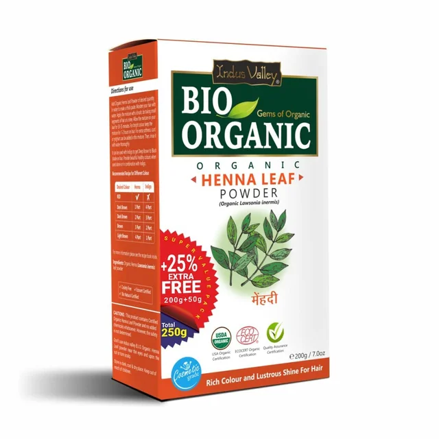 Indus Valley Bio Organic Herbal Henna Leaf Powder 250g | Natural Henna Powder for Hair Care | DIY Hair Pack for Conditioning, Smoothness, Shine & Healthy-Looking Hair