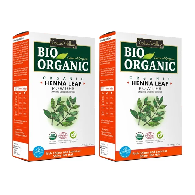 Indus Valley Bio Organic Herbal Henna Leaf Powder 100g | Natural Henna Powder for Hair Care | DIY Hair Pack for Conditioning, Smoothness, Shine & Healthy-Looking Hair