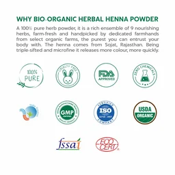 Indus Valley Bio Organic Herbal Henna Powder 250g | 100% Natural Henna for Hair Care | Herbal Hair Pack for Conditioning, Smoothness, Shine & Healthy-Looking Hair | DIY Hair Mask