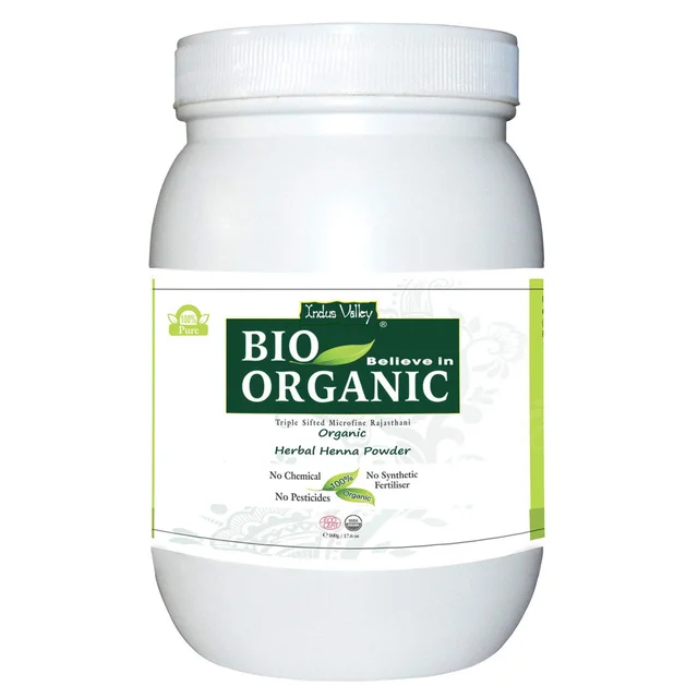Indus Valley Bio Organic Herbal Henna Powder 500g | 100% Natural Henna for Hair Care | Herbal Hair Pack for Conditioning, Smoothness, Shine & Healthy-Looking Hair | DIY Hair Mask