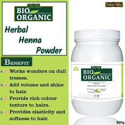 Indus Valley Bio Organic Herbal Henna Powder 500g | 100% Natural Henna for Hair Care | Herbal Hair Pack for Conditioning, Smoothness, Shine & Healthy-Looking Hair | DIY Hair Mask
