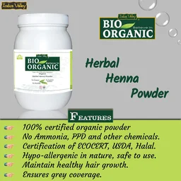 Indus Valley Bio Organic Herbal Henna Powder 500g | 100% Natural Henna for Hair Care | Herbal Hair Pack for Conditioning, Smoothness, Shine & Healthy-Looking Hair | DIY Hair Mask