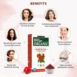 Indus Valley Bio Organic Hibiscus Flower Powder 100g | Pure Gudhal Ka Phool | Hibiscus Rosa-Sinensis for Face Pack, Hair Mask, Dull Hair, Dry Scalp & Skin Care