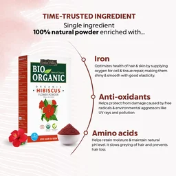 Indus Valley Bio Organic Hibiscus Flower Powder 100g | Pure Gudhal Ka Phool | Hibiscus Rosa-Sinensis for Face Pack, Hair Mask, Dull Hair, Dry Scalp & Skin Care