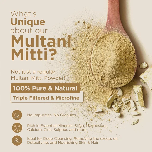 Indus Valley Bio Organic Multani Mitti Powder 200g | Natural Fuller's Earth for Face & Hair Packs | Cleanses Pores, Removes Dead Skin, Dandruff & Scalp Care