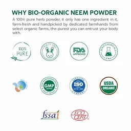 Indus Valley Bio Organic Neem Powder 250g | 100% Natural Pure Neem Leaf Powder | Azadirachta Indica Herbal Powder for Face Pack, Skin Care, Hair & Scalp Care