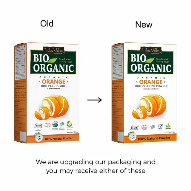 Indus Valley Bio Organic Orange Peel Fine Powder 100g | Pure Natural Orange Peel Powder | Vitamin C & Antioxidant Rich | Face Pack for Glow, Tan & Skin Care