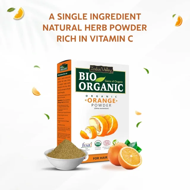 Indus Valley Bio Organic Orange Peel Fine Powder 250g | Pure Natural Orange Peel Powder | Vitamin C & Antioxidant Rich | Face Pack for Glow, Tan & Skin Care