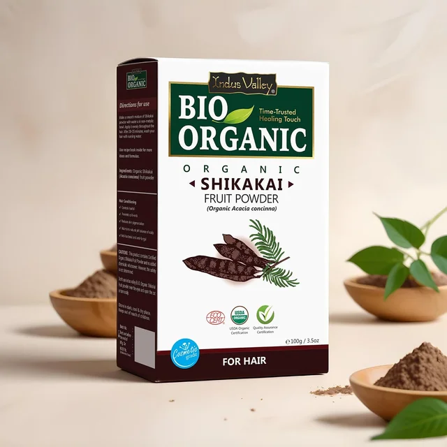 Indus Valley Bio Organic Organic Shikakai Powder 100g | Acacia Concinna Natural Herbal Hair Cleanser | For Frizzy Hair, Soft & Shiny Hair | Nourishing Conditioner & Hair Care