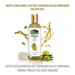 Indus Valley Bio Organic Pure Extra Virgin Olive Oil 200ml | 100% Organic & Cold-Pressed | Baby Skin Massage & Hair Care Oil