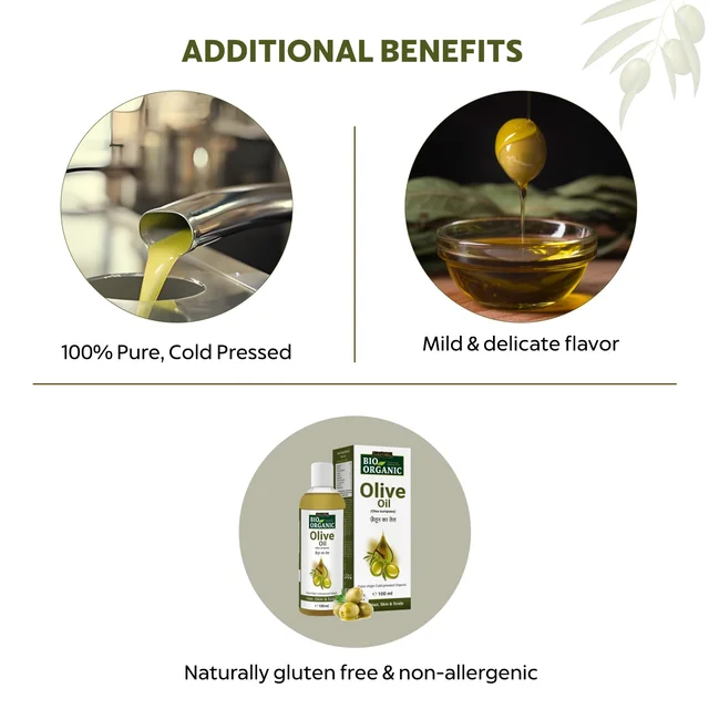 Indus Valley Bio Organic Pure Extra Virgin Olive Oil 100ml | 100% Organic & Cold-Pressed | Baby Skin Massage & Hair Care Oil