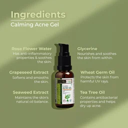 Indus Valley Calming Acne Gel 30ml with Seaweed Extract & Tea Tree Oil | Soothing Clarifying Gel for Pimples, Blemish-Prone Skin, Fresh & Clear-Looking Skin