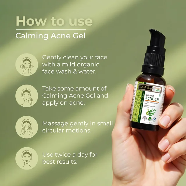 Indus Valley Calming Acne Gel 30ml with Seaweed Extract & Tea Tree Oil | Soothing Clarifying Gel for Pimples, Blemish-Prone Skin, Fresh & Clear-Looking Skin
