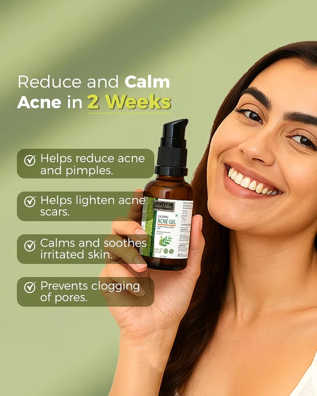 Indus Valley Calming Acne Gel 30ml with Seaweed Extract & Tea Tree Oil | Soothing Clarifying Gel for Pimples, Blemish-Prone Skin, Fresh & Clear-Looking Skin