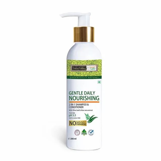 Indus Valley Gentle Daily Care Shampoo & Conditioner 200ml | Mild 2-in-1 Hair Care Formula for Gentle Cleansing, Conditioning, Softness, Smoothness & Fresh-Looking Hair